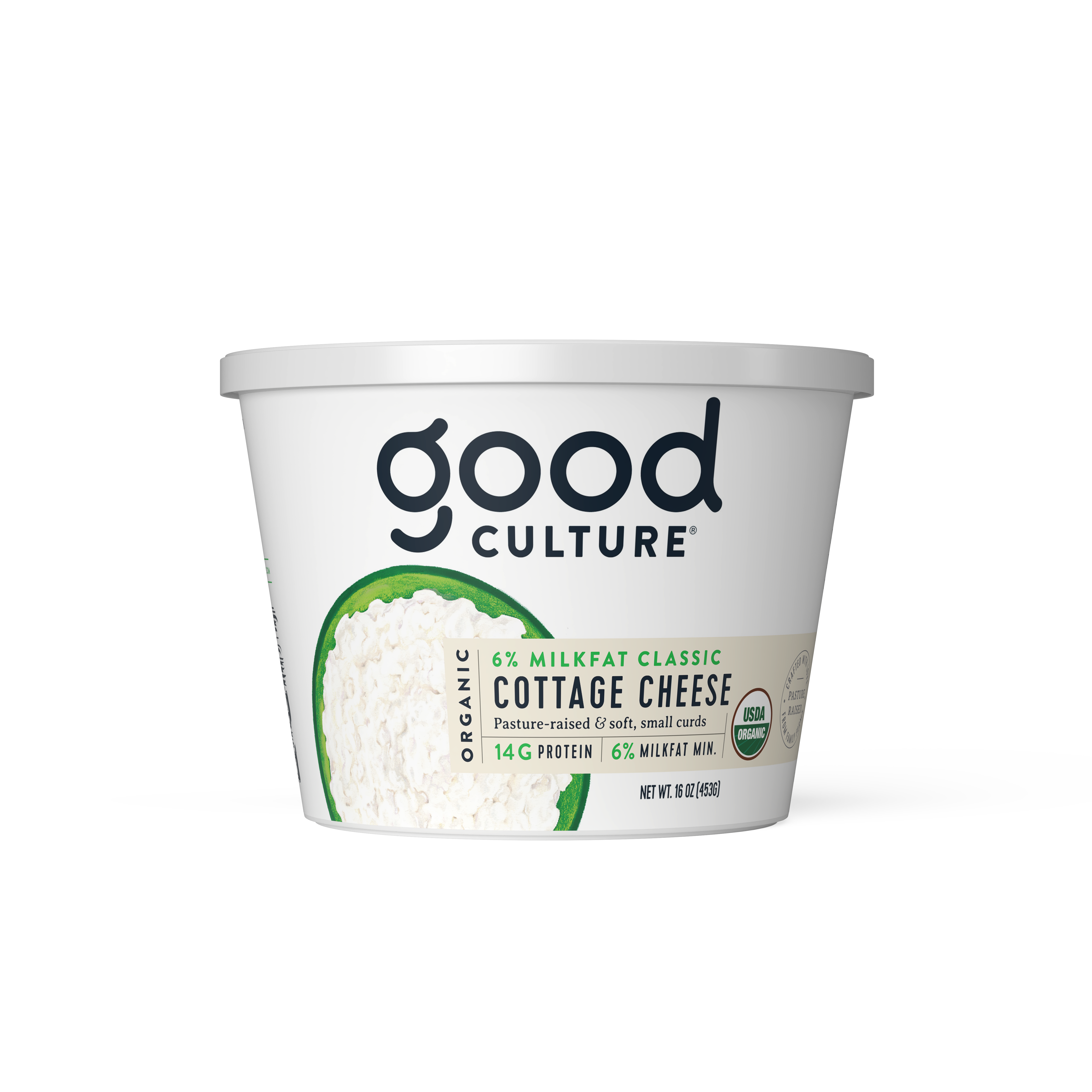organic classic cottage cheese, 6% milkfat, 16 oz